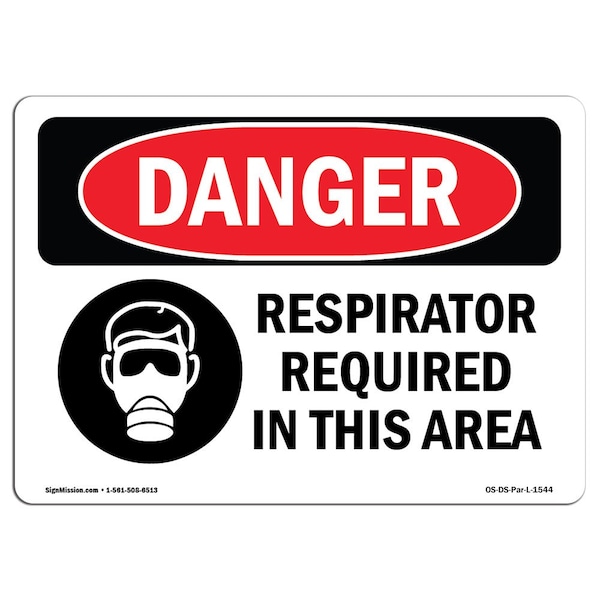 OSHA, Respirator Required In This Area, 18in X 12in Peel And Stick Wall Graphic, RD-1218-L-1544